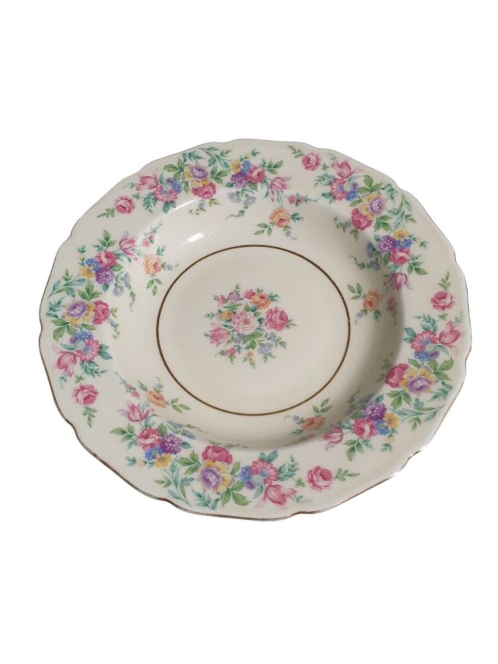 Thomas Ivory Bavaria Mayfair Floral Rimmed Soup Bowl Vintage Porcelain Gold Trim